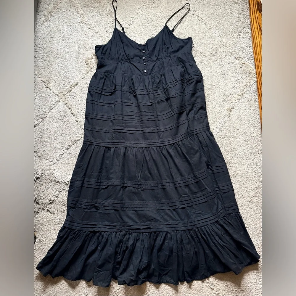 J Crew Black Cotton Tiered Dress - Picture 2 of 6